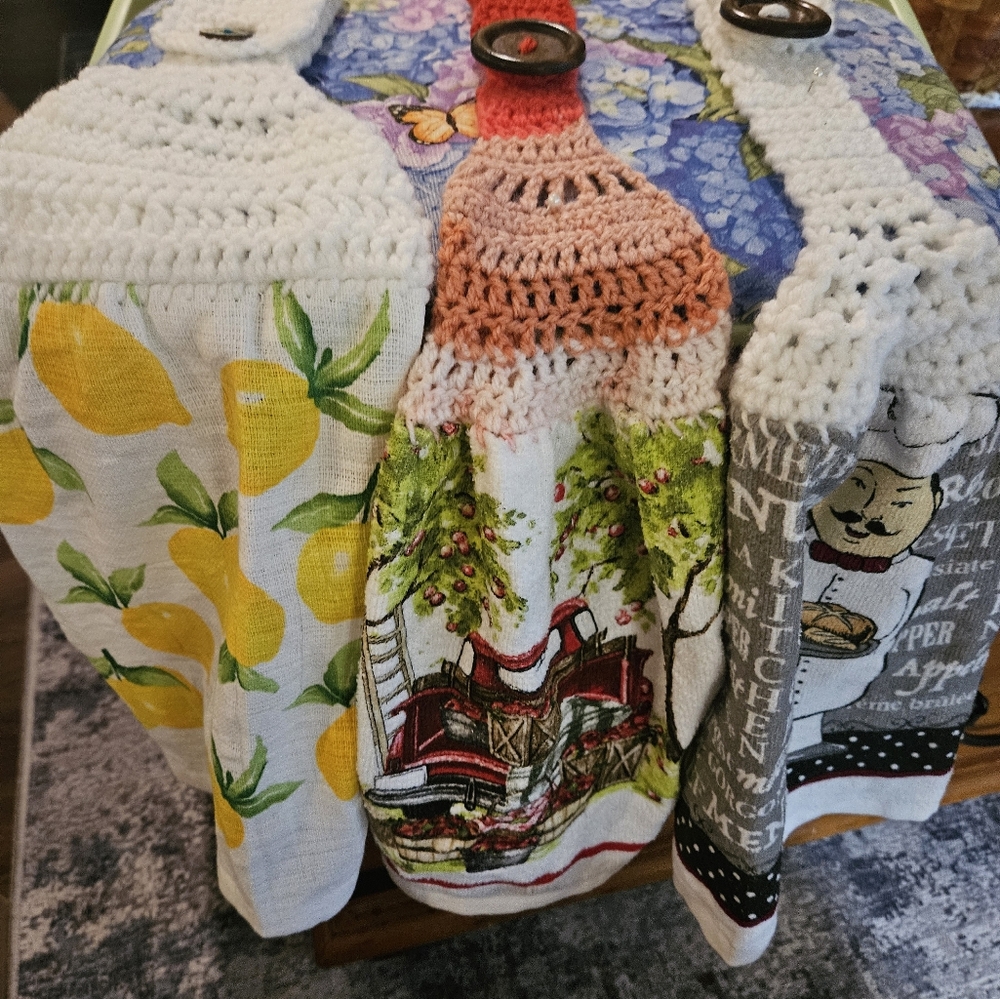 Colorful Crochet Kitchen Towels Set